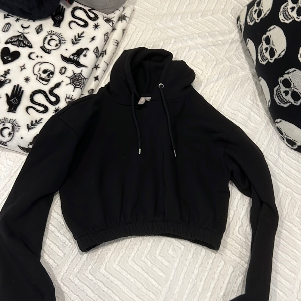 Black Cropped Hoodie